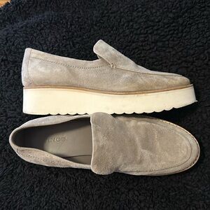 Vince Zeta Platform Loafers Taupe Suede size 8